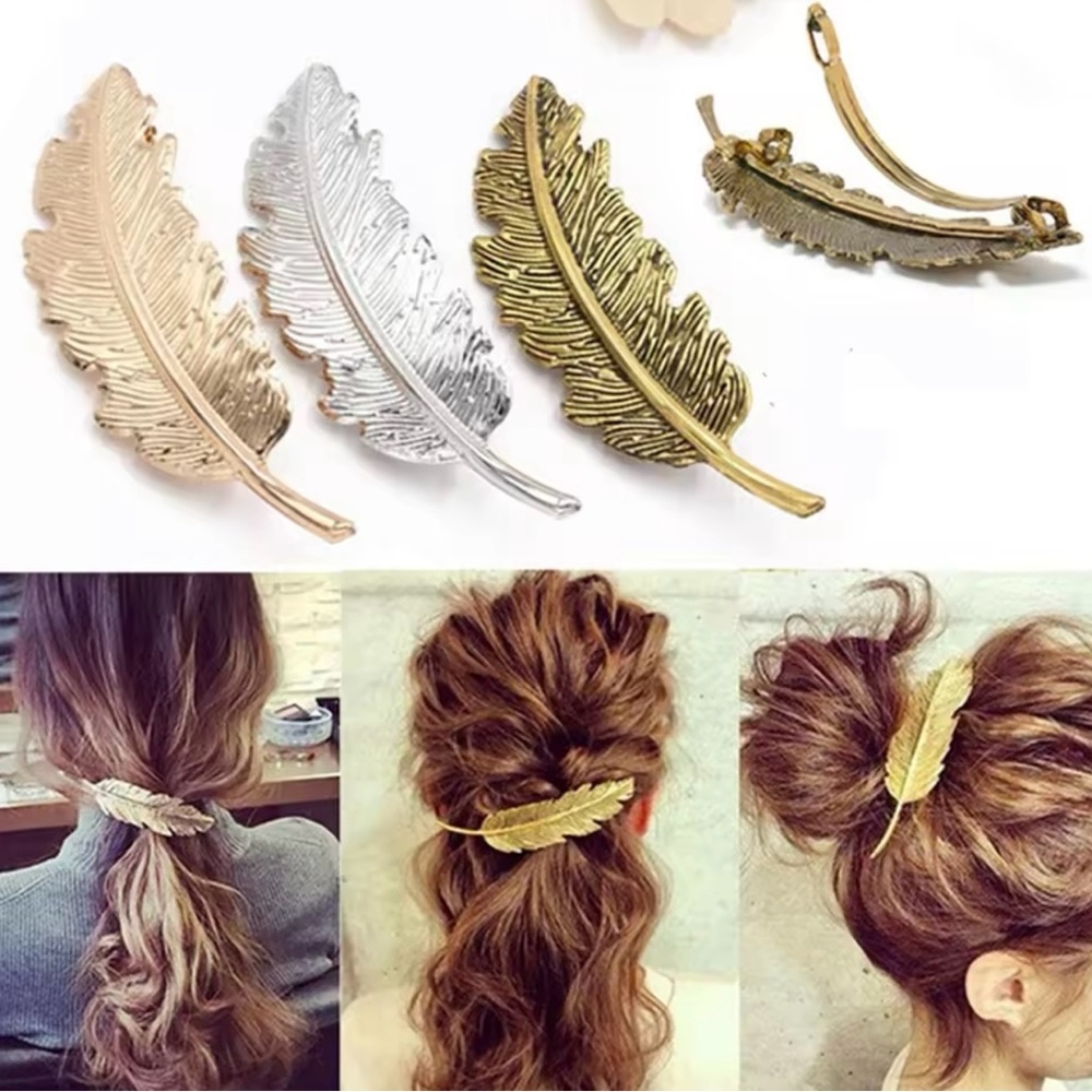 Vintage Hair Clip Feather Leaf Shape Hair accessory